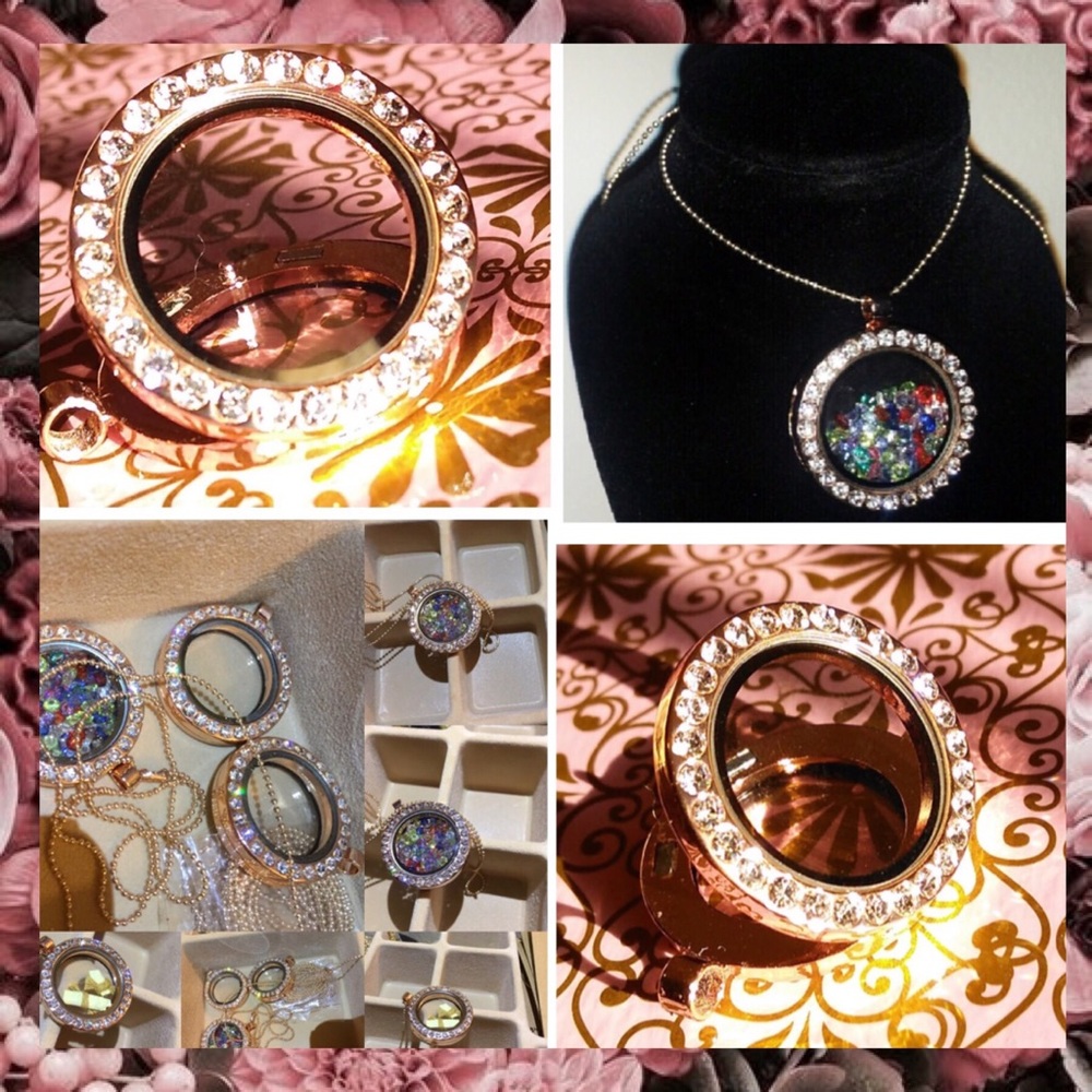 Rose Gold Sublime Floating Window Memory Locket Pendant Necklace